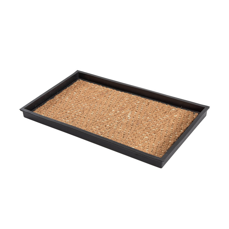 Eco-Friendly 14" x 24" Tan and Khaki Heavy-Duty Rubber Boot Tray with Raised Edge for Muddy Shoes, Garden Tools & Pet Supplies — Indoor/Outdoor