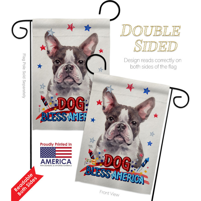 Drapeau de jardin Patriotic Boston Terrier, H 18,5 po x l 13 po