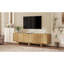 Meuble télé à grain rétro en bois avec porte ondulée pour téléviseur de 75 po ou moins, console média rustique avec amplement d'espace de rangement, meuble télé à base robuste avec gestion des câbles pour le salon