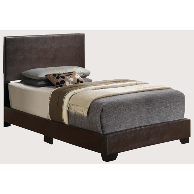 Upholstered Low Profile Standard Bed, Twin, Cappuccino