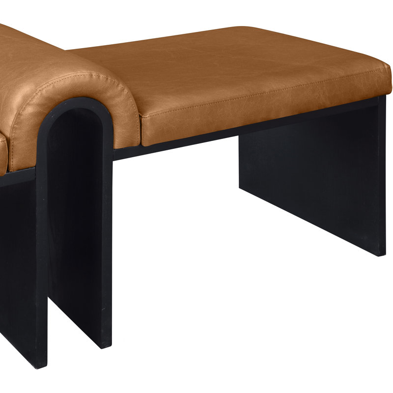 Banc en cuir Delphine Vegan, Noir, Cuir cognac végétalien