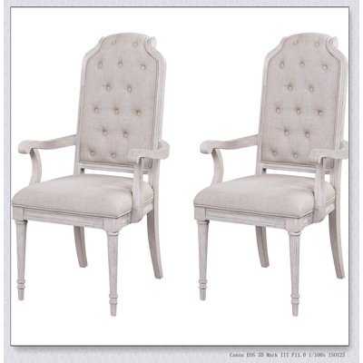 Ensemble de 2 fauteuils à dossier capitonnés beige et champagne antique (ensemble de 2)