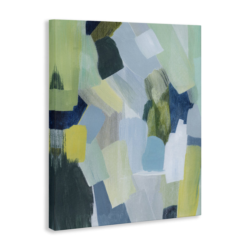 «Layered Green Brush Strokes» par Grace Popp, H 40 po x l 30 po