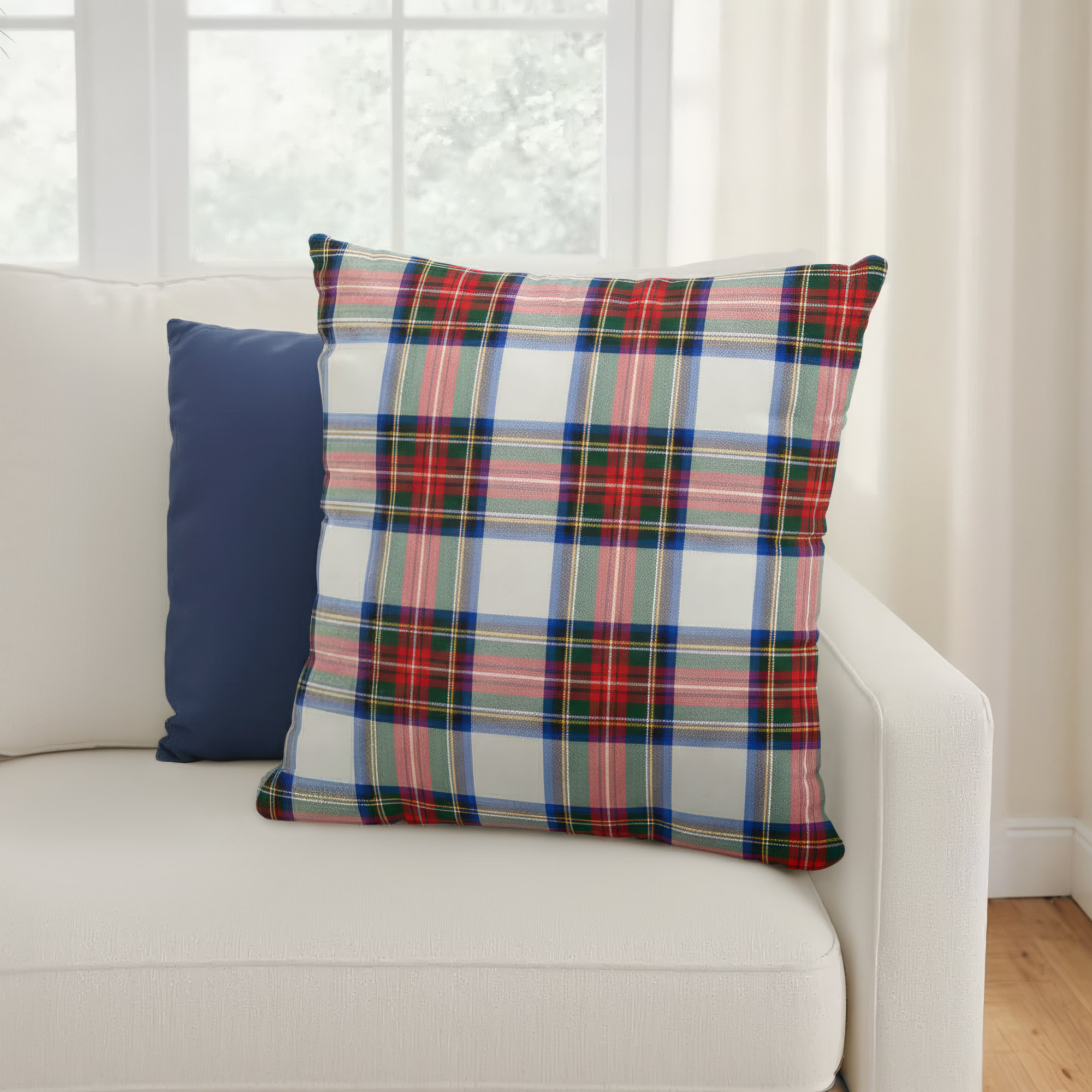Rockleigh Plaid Cotton Pillow Cover, 20" x 20", Polyester