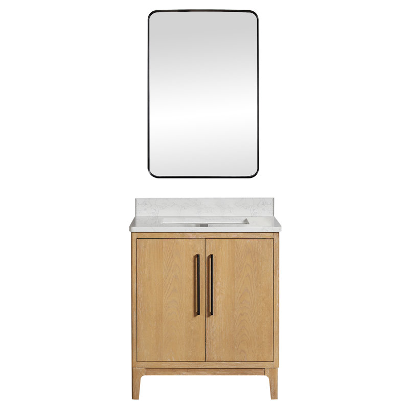 Meuble-lavabo sur pied simple 30 po Langosta, Gris cendré délavé