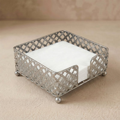 Rustic Metal Napkin Holder - Silver