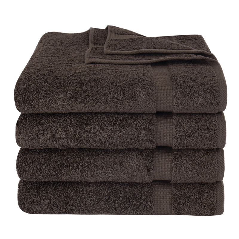 Armel Turkish Cotton Bath Towels - Quick Dry & Plush Feel, Hotel & Spa Quality, Set of 4, Chocolate