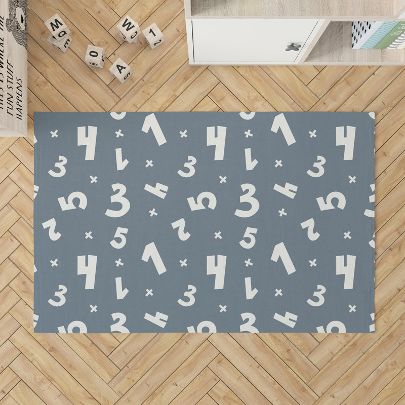 Tapis de jeu Numéros, Bleu / Ivoire, Rectangulaire 2 pi x 3 pi
