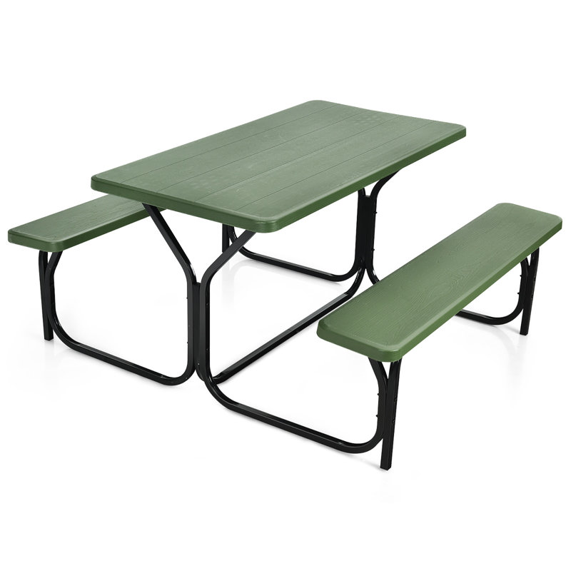 Table de pique-nique rectangulaire pour 6 personnes de 54 po Kutlay, Vert / noir