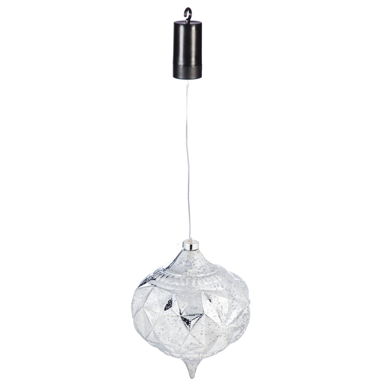 Luminaire suspendu d'extérieur à DEL Ayvree, Argent, 7,87 po x 7,87 po x 7,87 po
