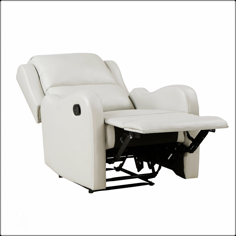 Chaise inclinable taupe avec revêtement en similicuir, assise confortable pour le salon, structure en bois massif