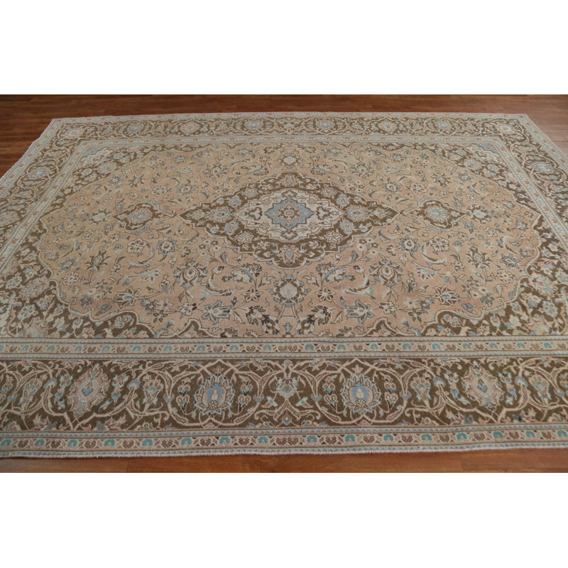 Tapis persan traditionnel Kashan noué à la main 8 x 11