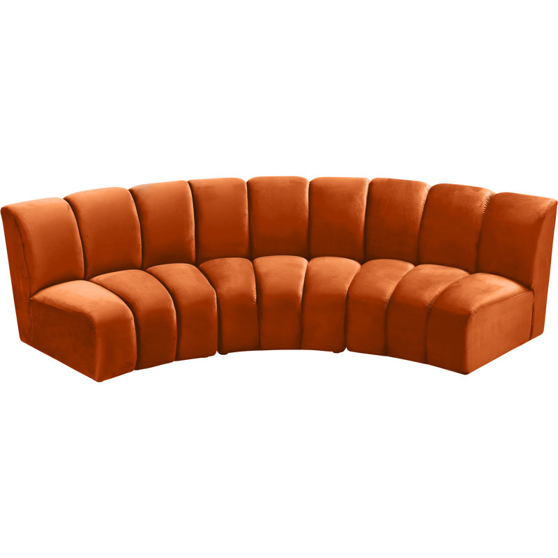 Canapé modulaire en velours Infinity, 3 pièces, Velours cognac