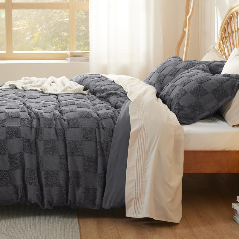 Bedsure Boho Shabby Elegance Jacquard Duvet Cover, Geometric Pattern, Queen Duvet Cover + 2 Standard Pillowshams, Beige