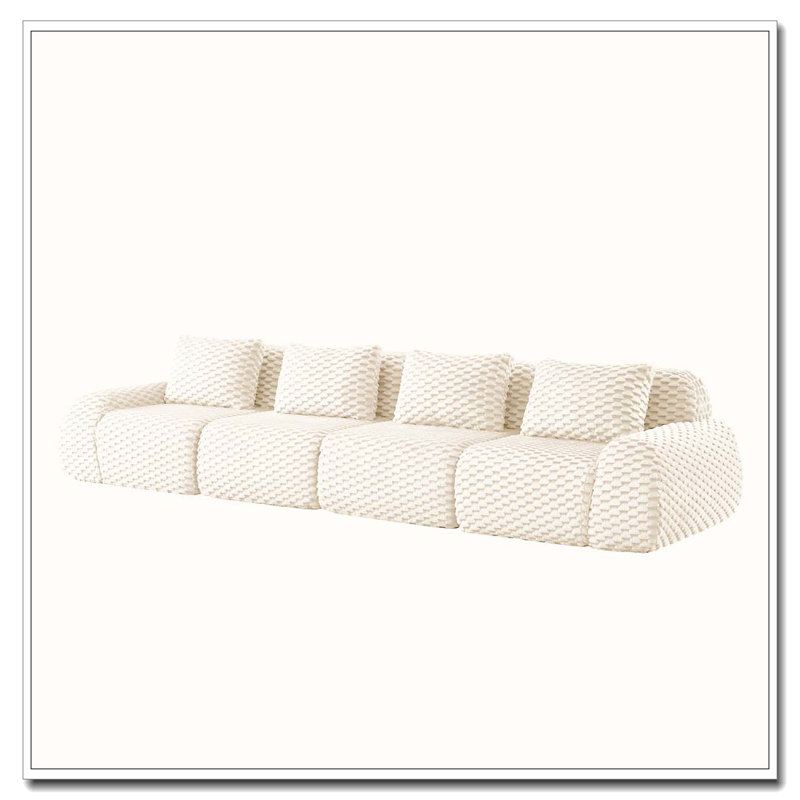 Canapé modulaire modulaire pour le salon, tissu en flanelle, très texturé, canapé 4 places surdimensionné, 4, Crème