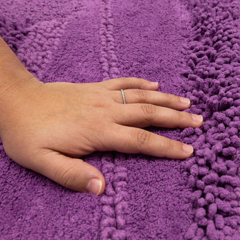 Laverne High/Low Stain/Fade Resistant Non-Slip Machine Washable Bath Mat, 21" W x 34" L, Fiesta Violet