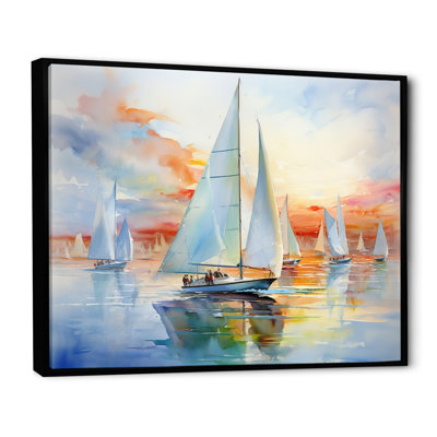 «Miminimlaism Watercolor Regatta II - Bateau à voile grand art mural»