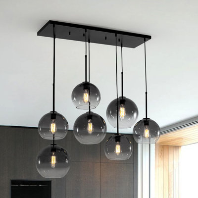 7-light Gradient Mirrored Glass Island Pendant