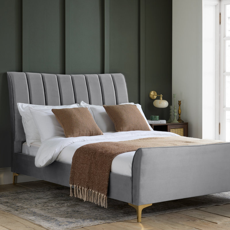 Latrell Comfort Upholstered Bed Frame, Grey, Small Double (4')