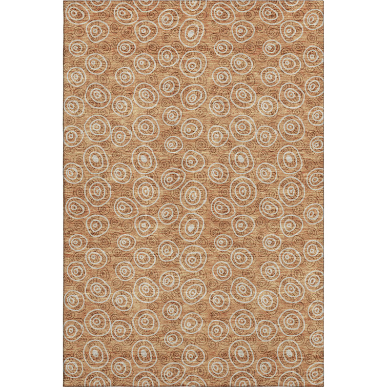 Premium Machine Washable Prisco Terracotta Rug