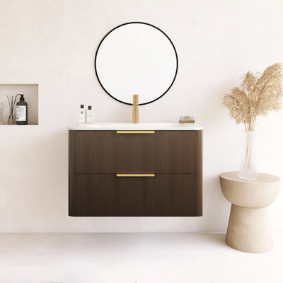 Meuble-lavabo mural moderne de style noyer flottant moderne