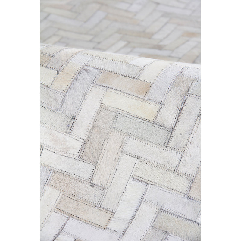 Mosaic Leather Chevron Area Rug, Rectangle 5' x 8'