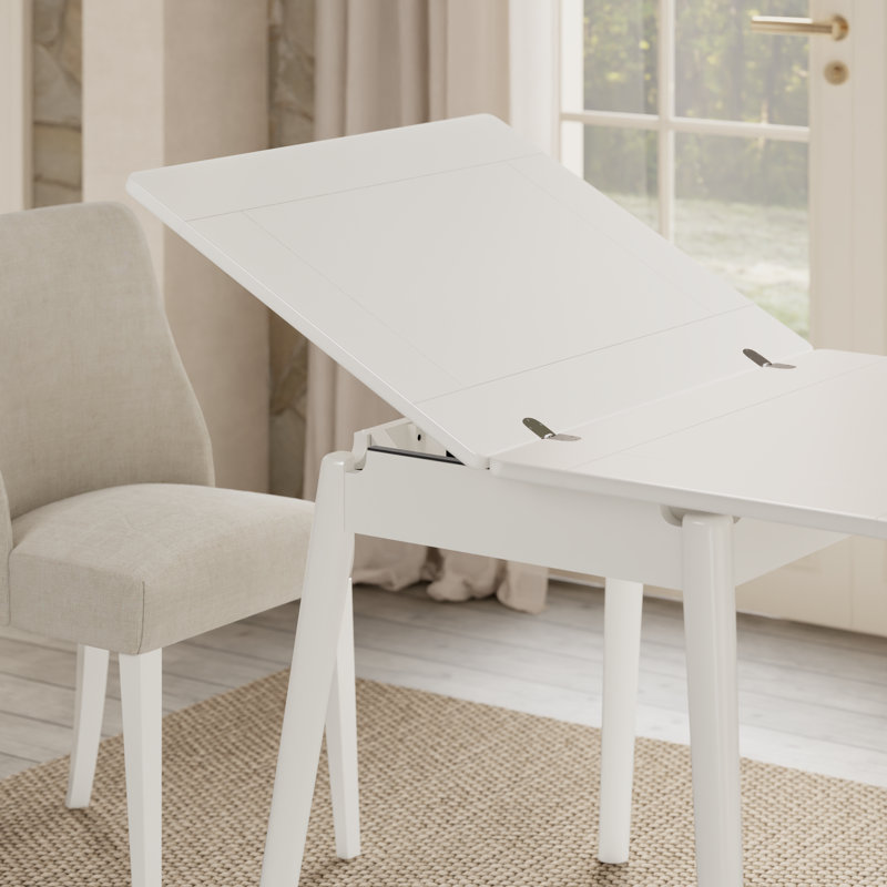 Table de salle à manger extensible en bois massif Aderyn Adryell de 23,6 à 47,2 pouces pour 2 à 6 personnes avec rangement caché