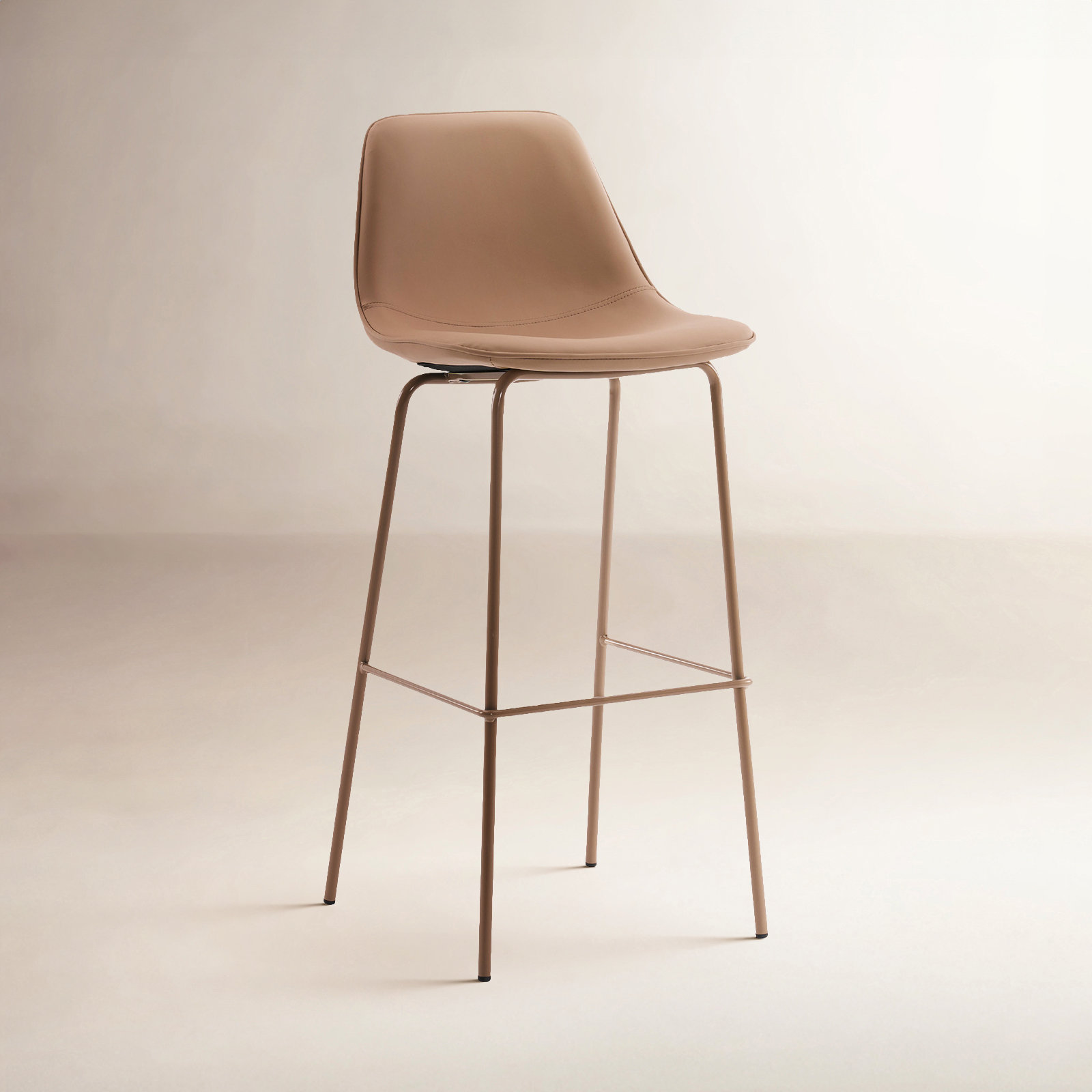 Kavi Bar and Counter Stool, Bar Stool (30" Seat Height), Taupe Faux Leather