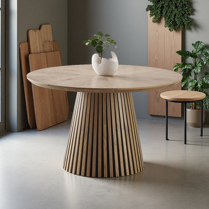 Table de salle à manger en bois, table de salle à manger ronde moderne, design tendance, convient aux réunions de famille, multifonctionnel et peu encombrant