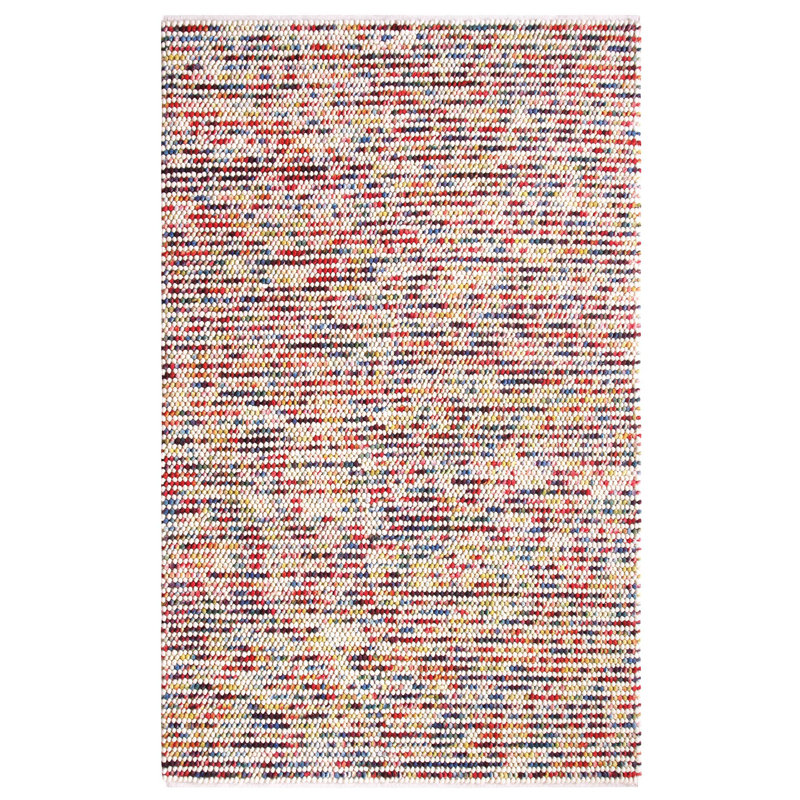 Bon Bons Abstract Handwoven Wool Red/Blue/Beige Area Rug, Rectangle 3' x 5'