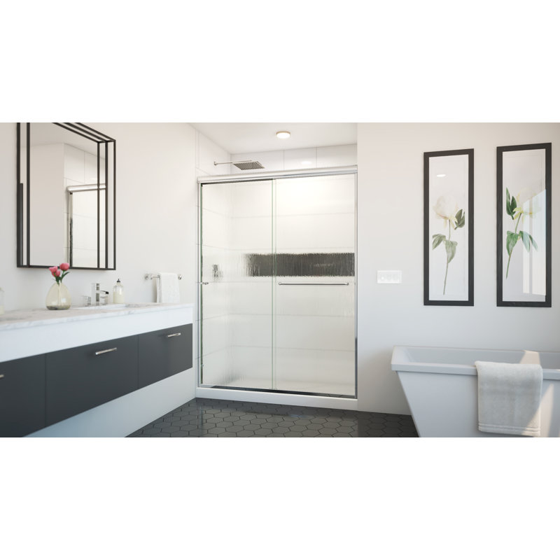 Ese 56" W x 80" H Bypass Semi-Frameless Shower Door, Left Opening, Polished Chrome
