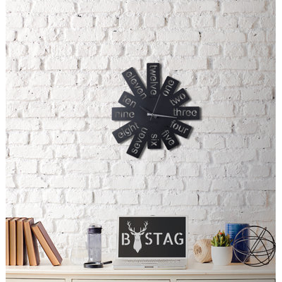 Stylish Decorative Metal Wall Clock, Black Finish, 19.7 x 19.7 inches | 100% Metal Construction, Thickness: 0.08 inches | Easy Wall Hanging, Powered by 1 AA Battery (Not Included) | Modern Home Decor Accent