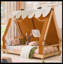 Lit simple avec tente et lit clair brun-364568765-364568760