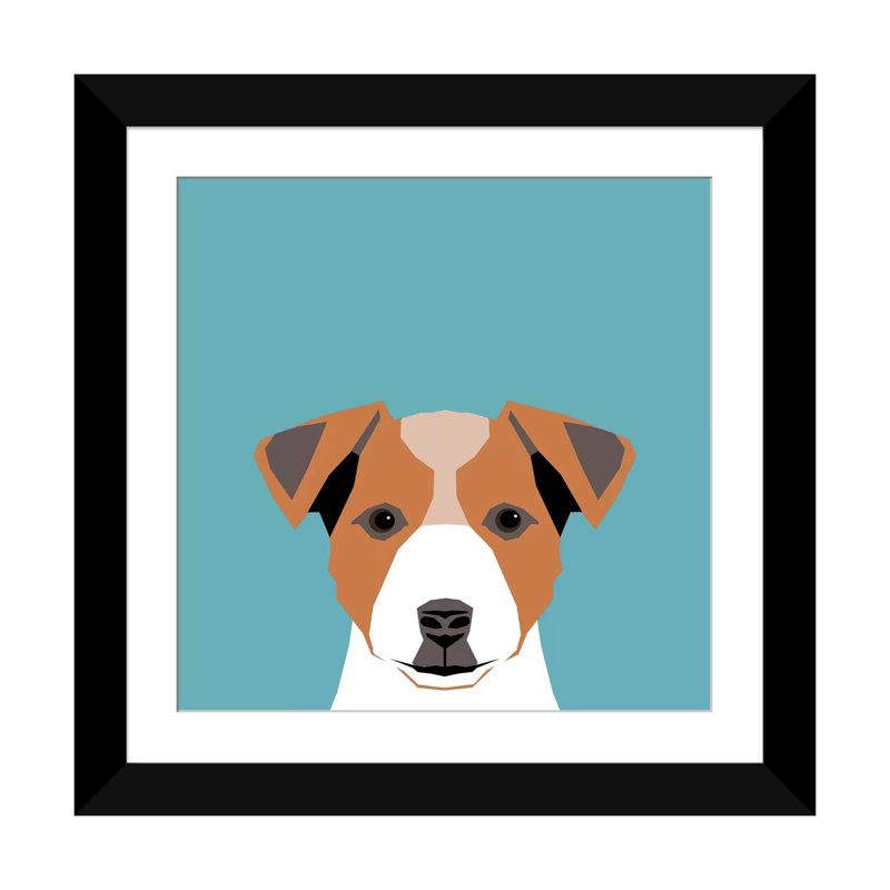 Jack Russell Terrier, impression sur toile tendue, H 24 po x l 24 po x P 1 po, Papier d'art encadré noir, Blanc