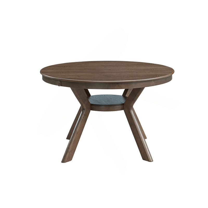 47.24''Round Rubber Wood Dining Table For 4-6 With Wooden Trestle Pedestal Base,Modern Kitchen Wooden Table Dinner Table For Dining Room, Living Room(1Table)