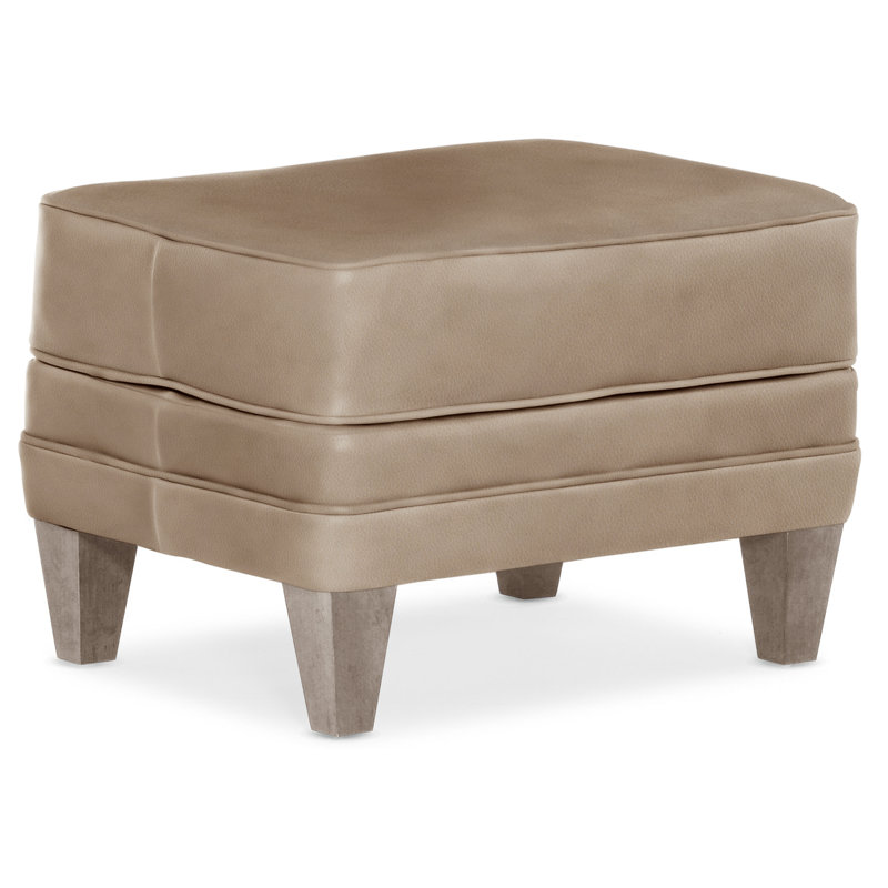 Willow Ottoman, Stone, Aline Fumo Genuine Leather