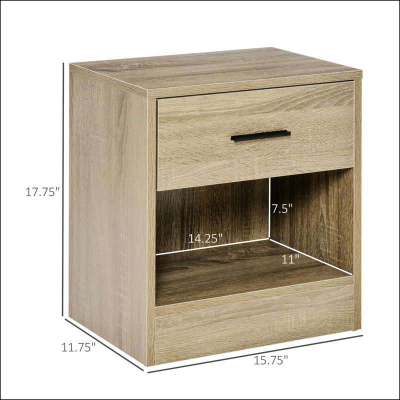 Small End Table With Storage Shelf And Drawer