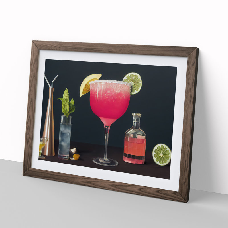 XH1022-6076X Modern Cocktail Vol.3 - Single Picture Frame Print, 34cm H x 46cm W x 2cm D, Walnut
