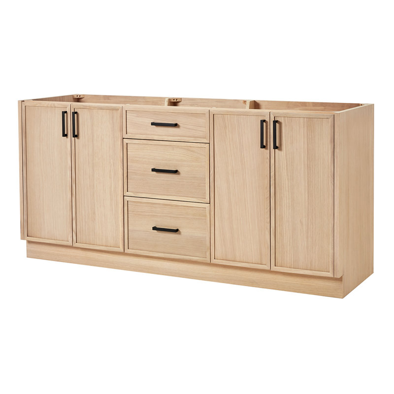 ARIEL Kelly 72 Double Bathroom Vanity Base Only, Oak