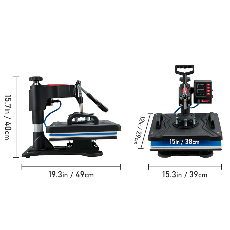 VEVOR 5 In 1 Heat Press Machine 12X15 Inch, Clamshell Sublimation Transfer Printer Fast Heat-Up, Digital Precise Temperature Control, Vinyl Heat Press