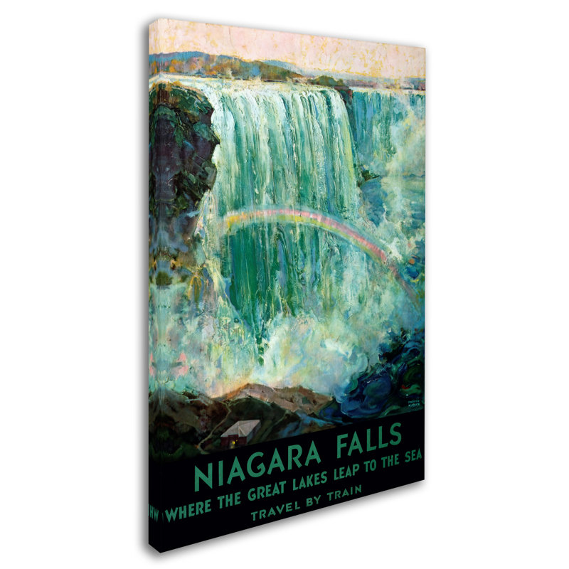 « niagara chute », publicité rétro sur toile tendue, H 24 po x l 16 po