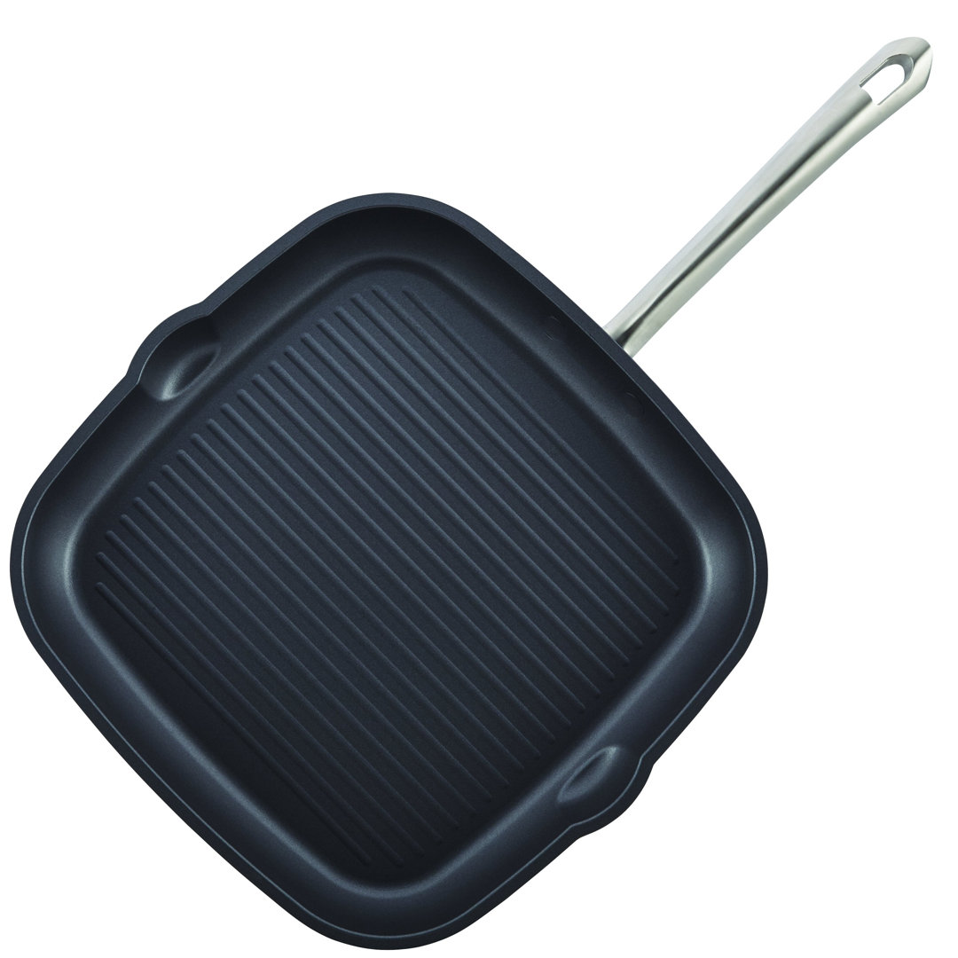 Accolade Forged Hard Anodized Nonstick Induction Square Stovetop Grill / Griddle Pan, 11 Inch, Moonstone Anolon