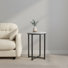 Ensemble de salon en chenille beige avec dossier capitonné et table d'appoint ronde en marbre