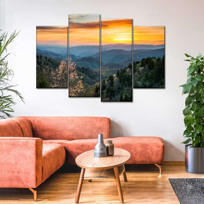 Great Smoky Mountains Sunrise Wall Art Multi Piece Canvas Print