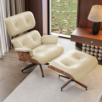 Top Gain Leather Swivel Lounge Chair With Ottoman