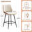 26.97" Counter Stool With Faux Leather And Curved Walnut Wood Backrest Design-595812646
