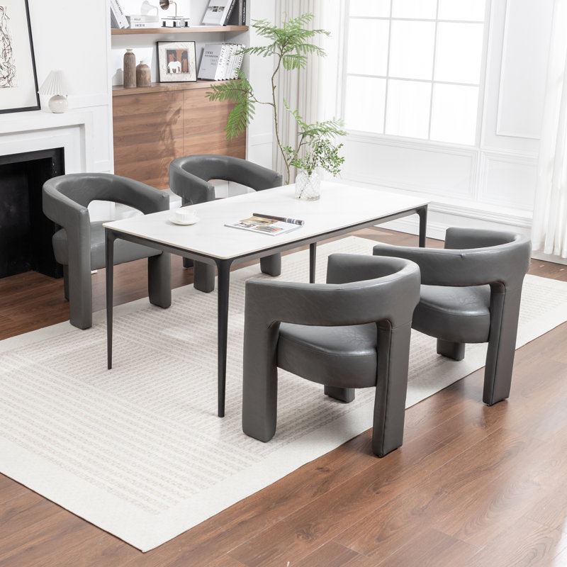 Caleb Upholstered Faux Leather Dining Chairs, Gray