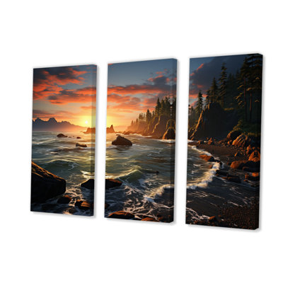 États-Unis, parc national olympique au coucher du soleil sur toile, reproduction de 3 pièces