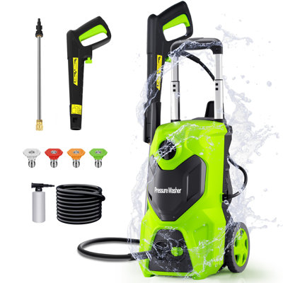 3800 PSI Electric Pressure Washer with 3.2 GPM Flow, 5 Quick-Connect Nozzles & Foam Cannon, Portable Power Cleaner for Cars, Patios & Driveways