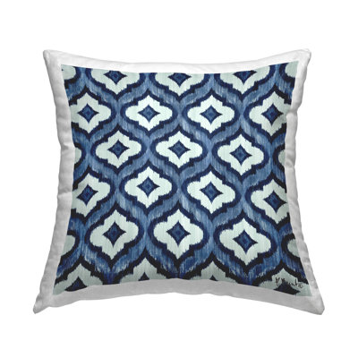 Bold Blue White Trellis Pattern Printed Throw Pillow Design By Paul Brent